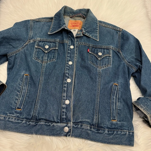 Levi’s vintage denim jean jacket medium dark wash snap buttons XL - Picture 6 of 16
